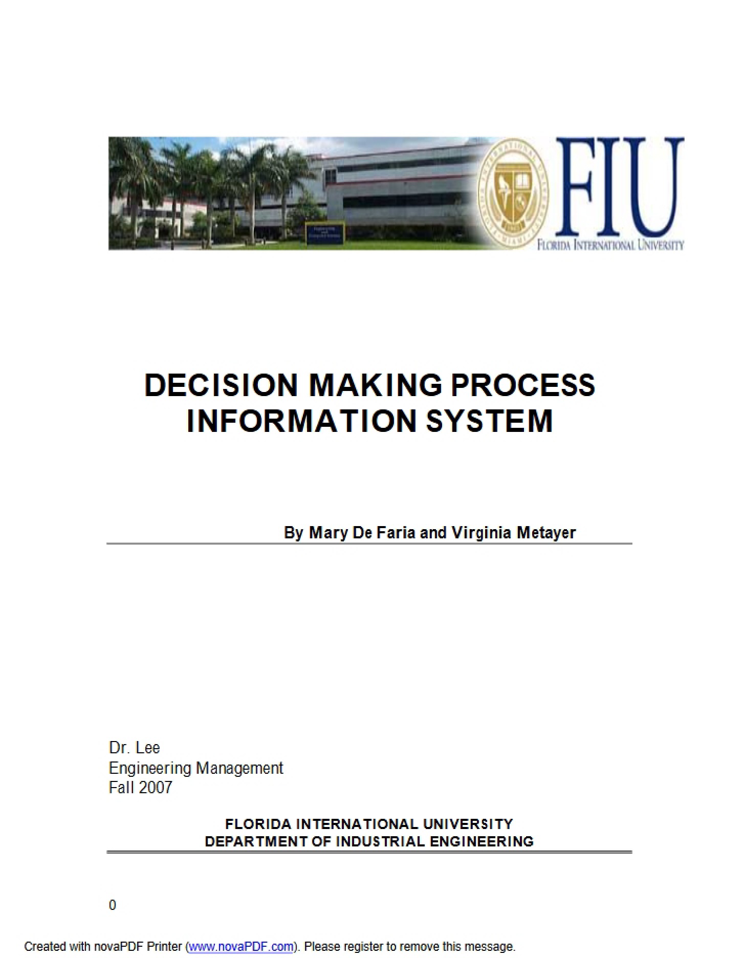 Information Systems for Decision Making Processes