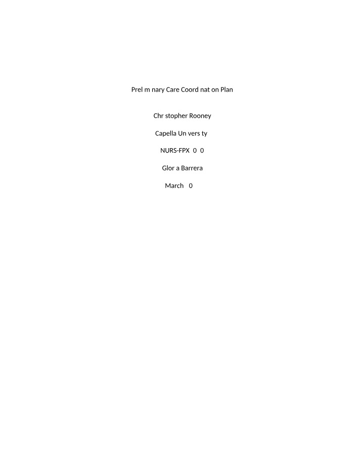 Preliminary Care Coordination Plan Draft 3