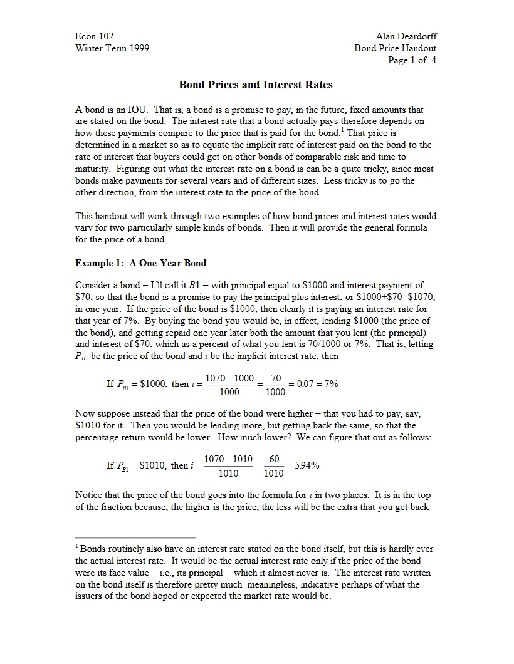 Interest Rates and Bond Prices