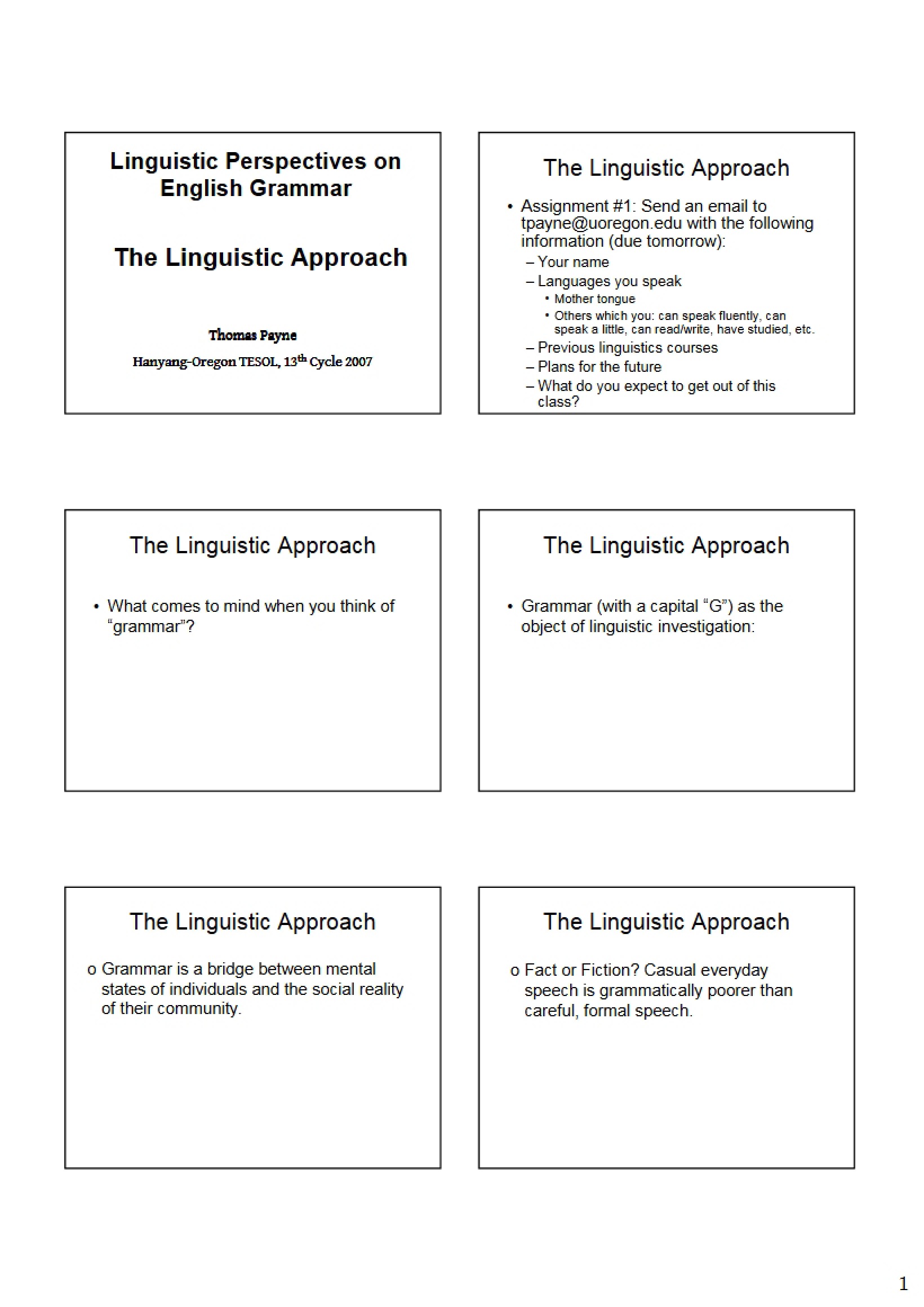 Linguistic Approaches