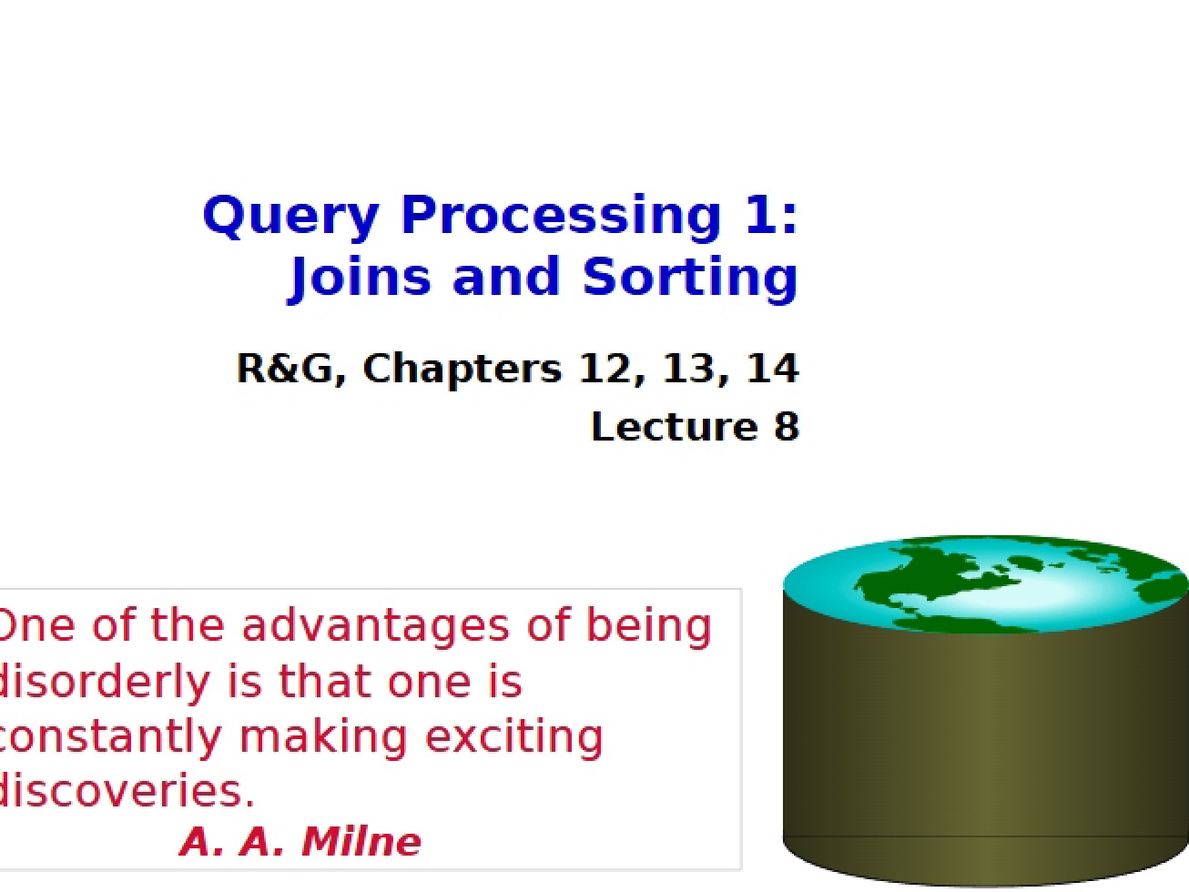 Sorting and Joins in Query Processing 1