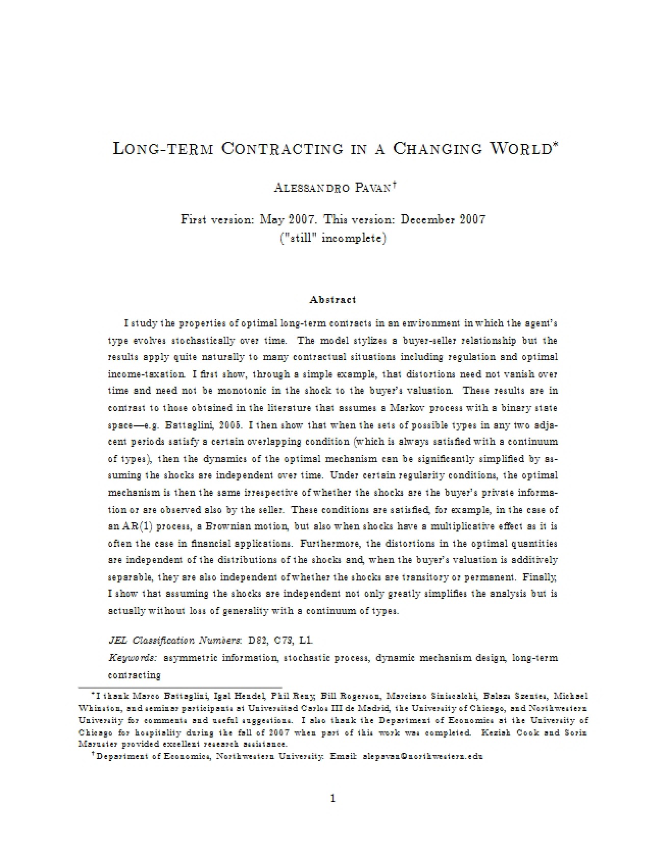 Changing World Long-term Contracting