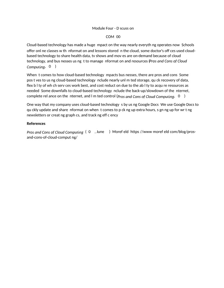 Module Four Discussion - COM500