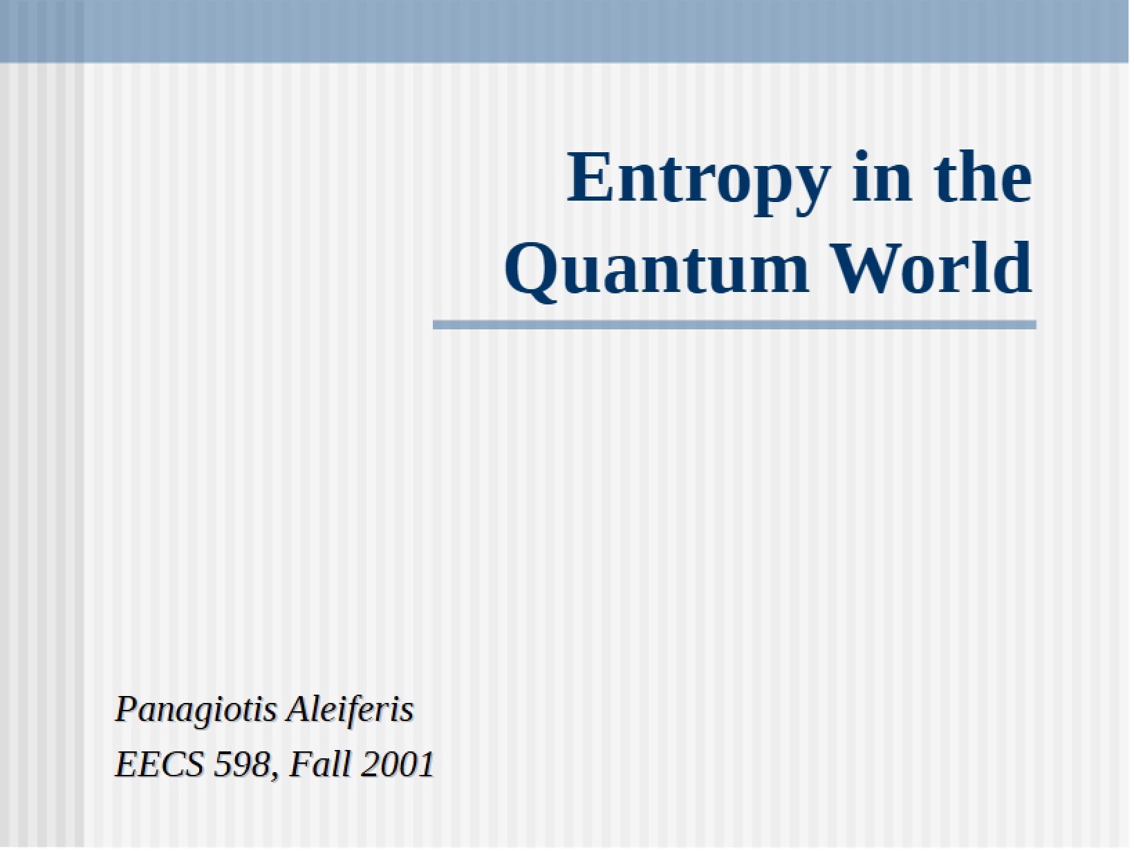 Quantum World Entropy