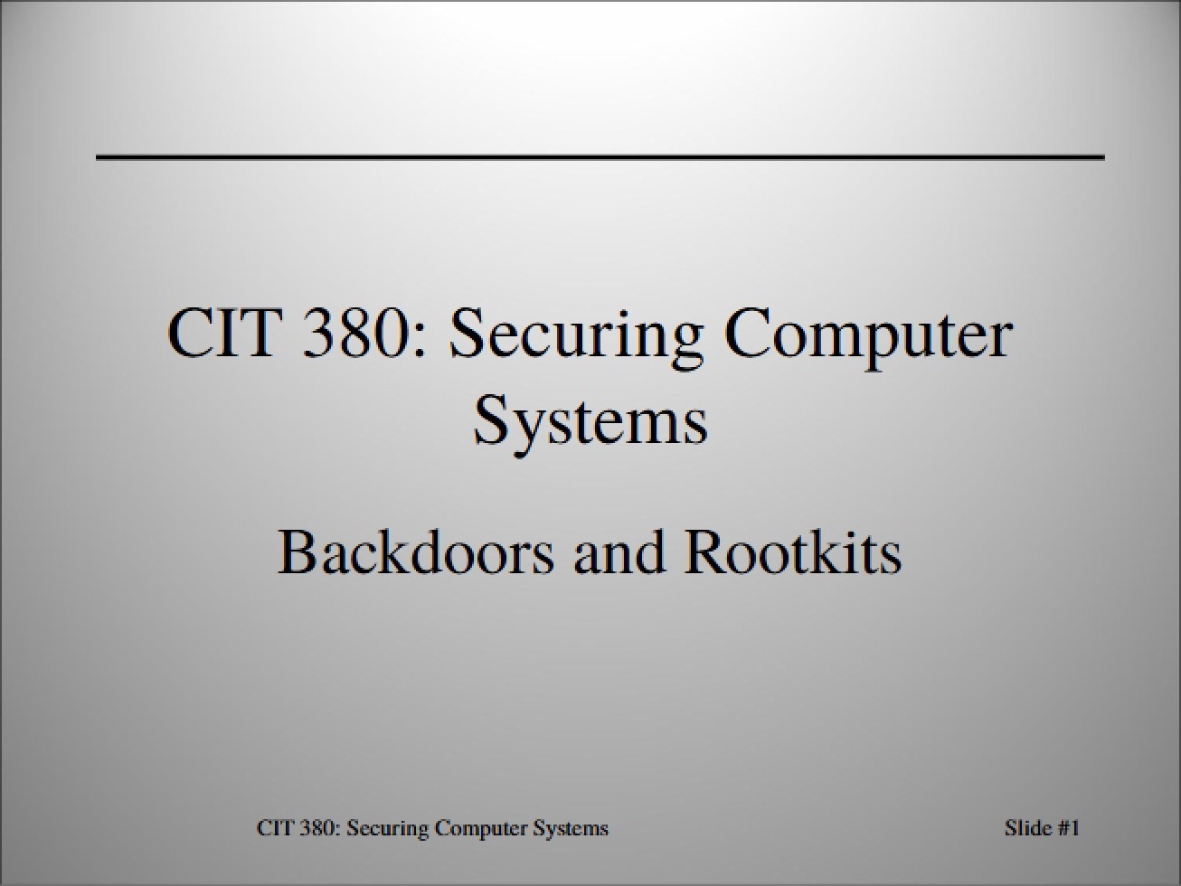 Rootkits and Backdoors