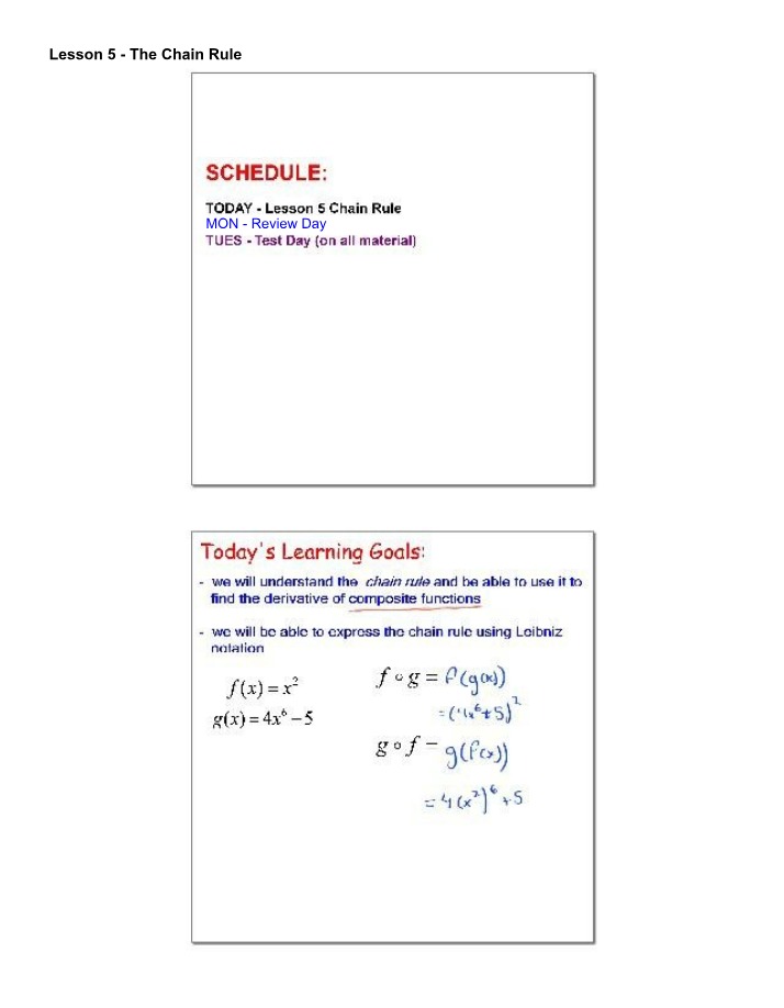 The Chain Rule - Lesson 5