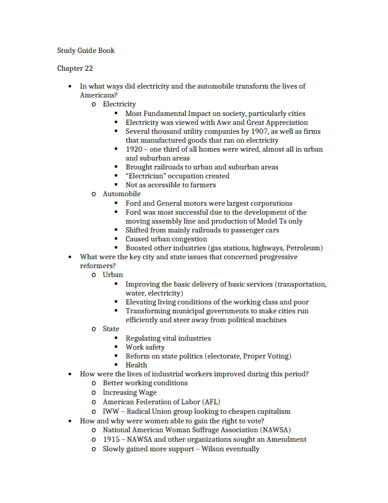 Study Guide for the Book Used in United States History II