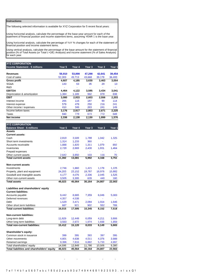 XYZ Corporation Financial Analysis