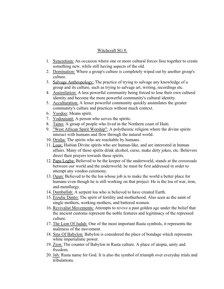 Witchcraft Study Guide 8