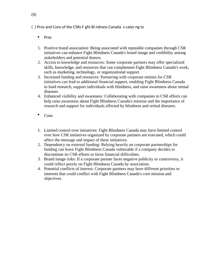 Pros and Cons of the CSR - Fight Blindness Canada