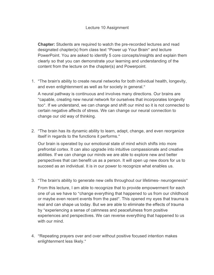 Assignment for Lecture 10