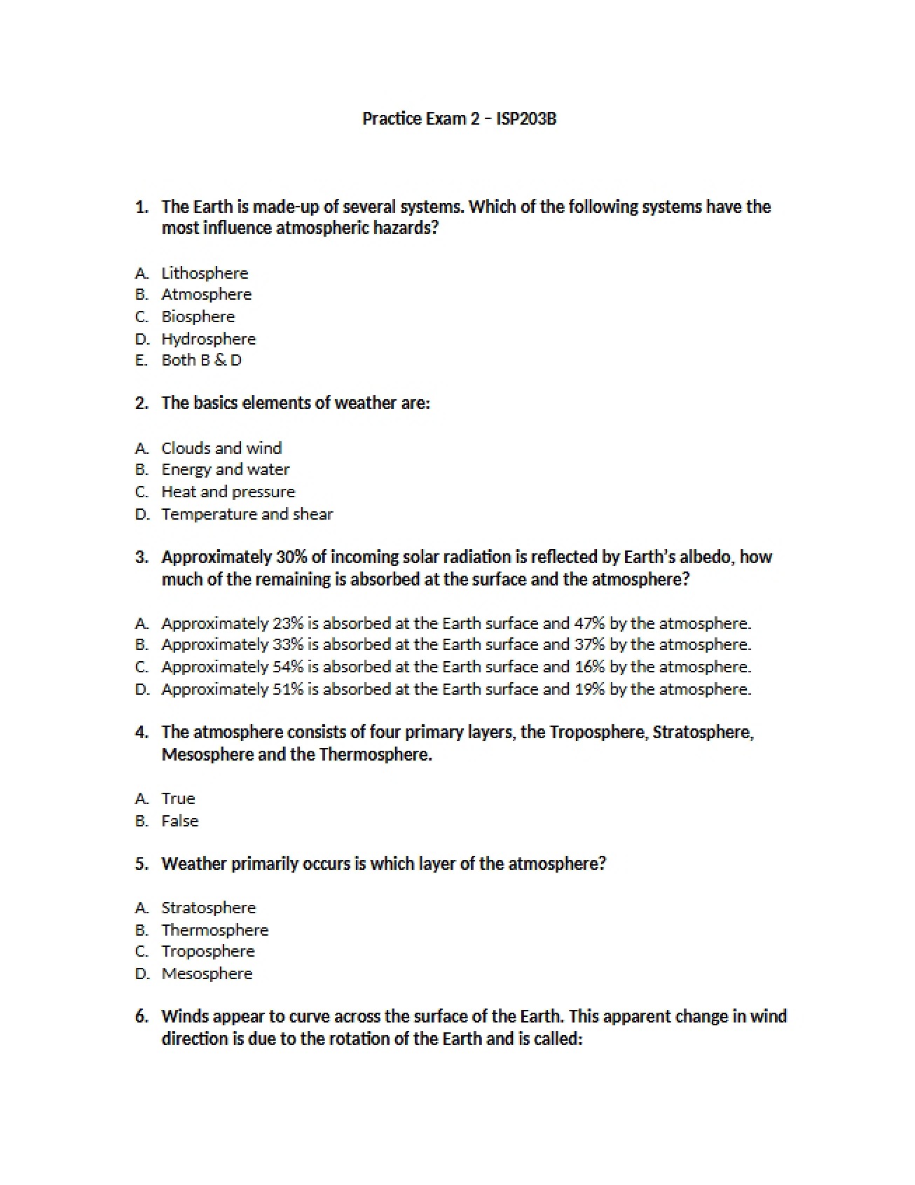 Exam Two Practice