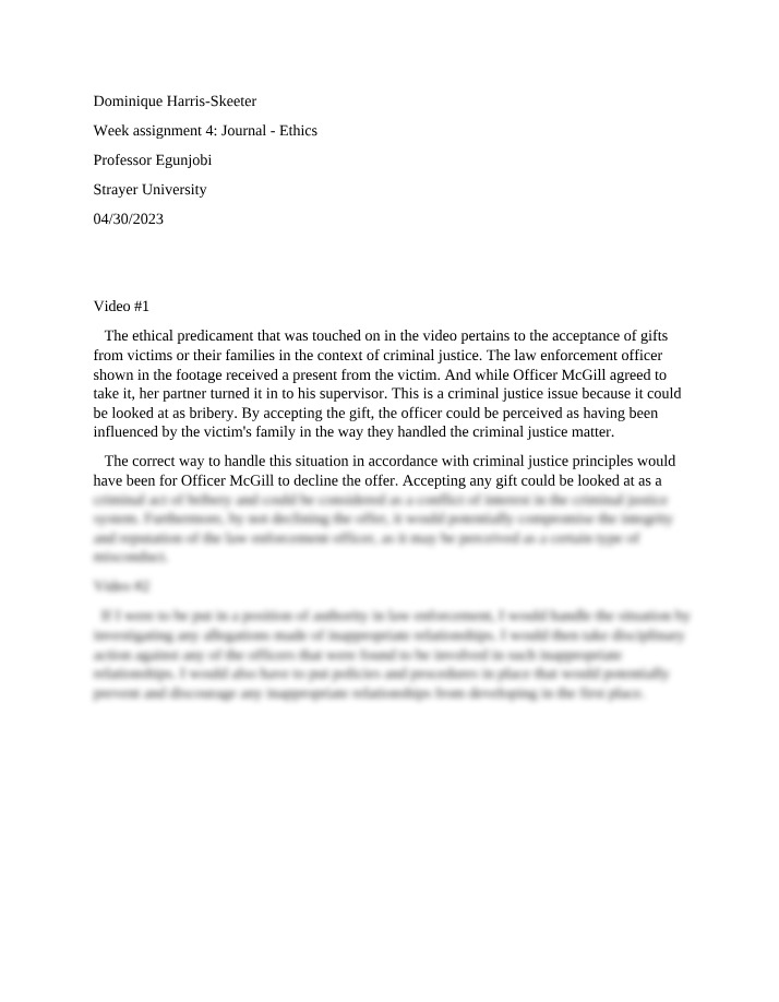 Accepting Gifts - Ethical Predicaments in Criminal Justice