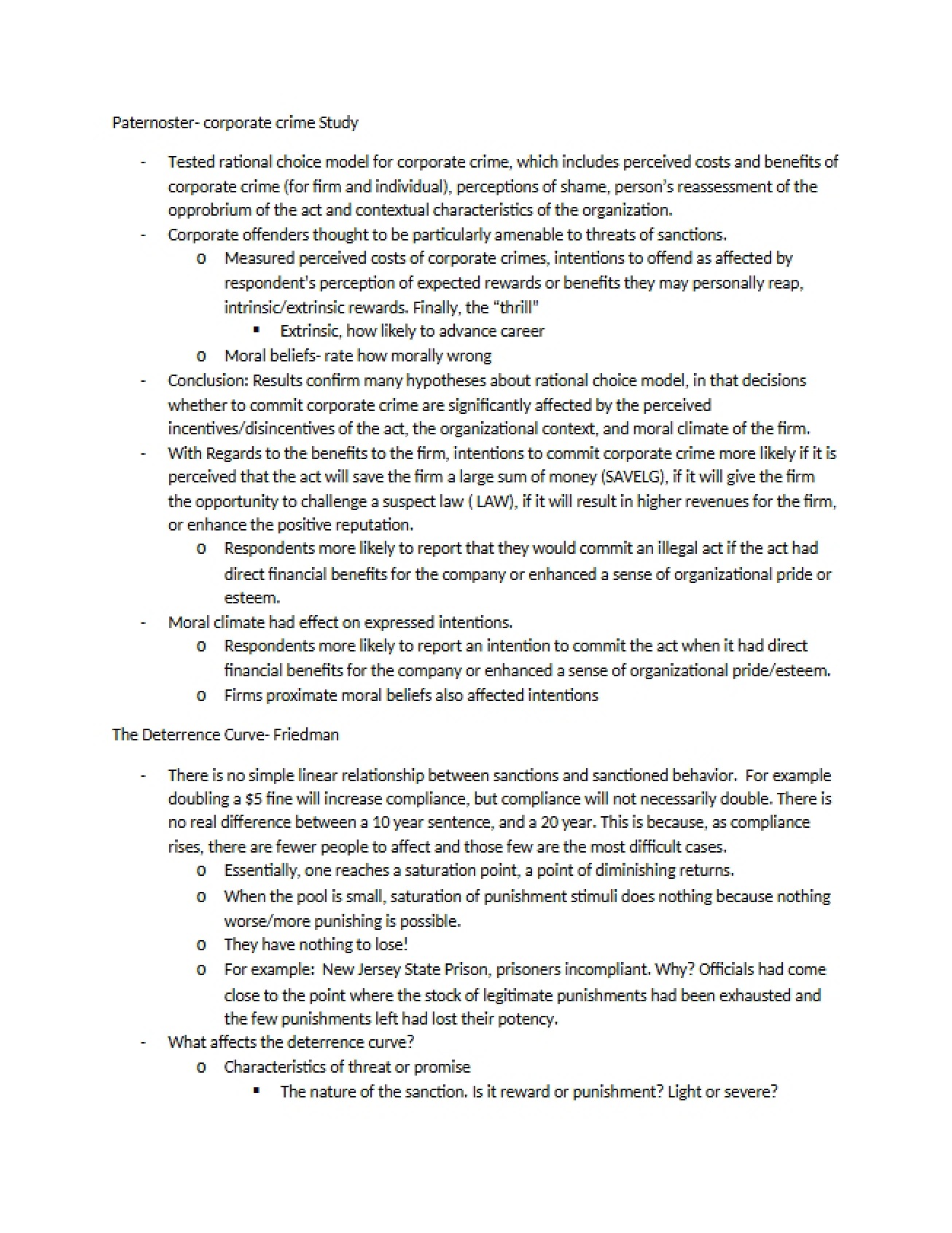 Study on Corporate Crime by Paternoster