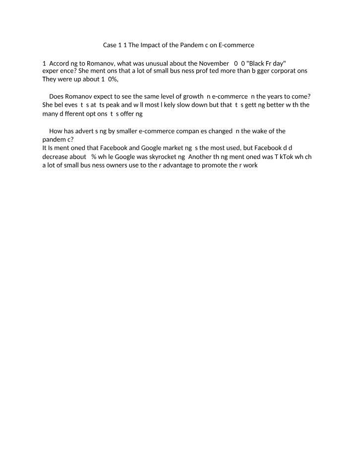 Case 1.1 - The Pandemic's Impact on E-commerce