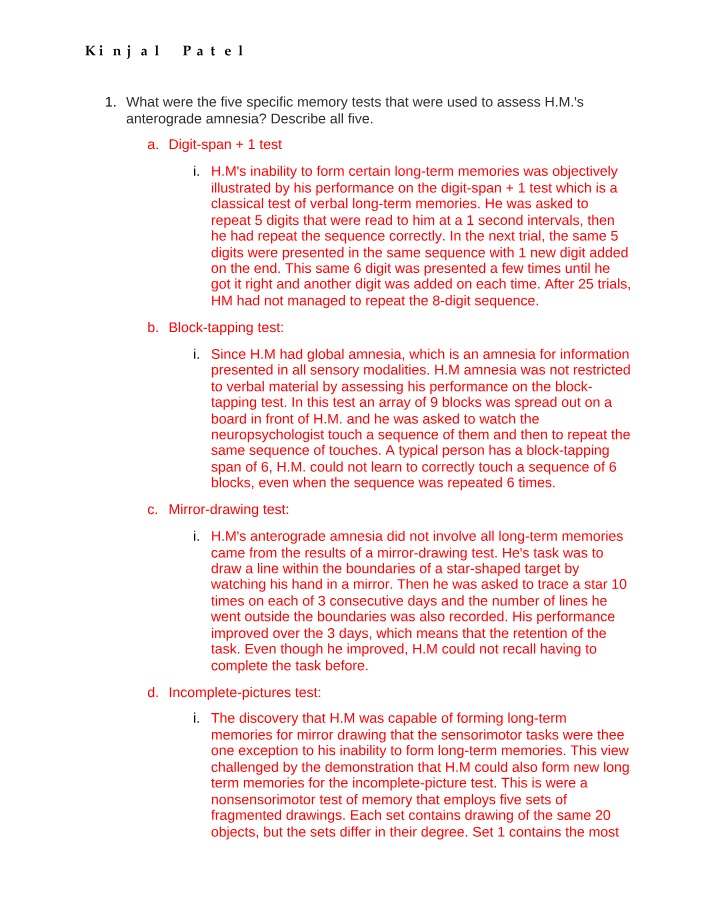 Notes on H.M. and Epilepsy by Kinjal Patel