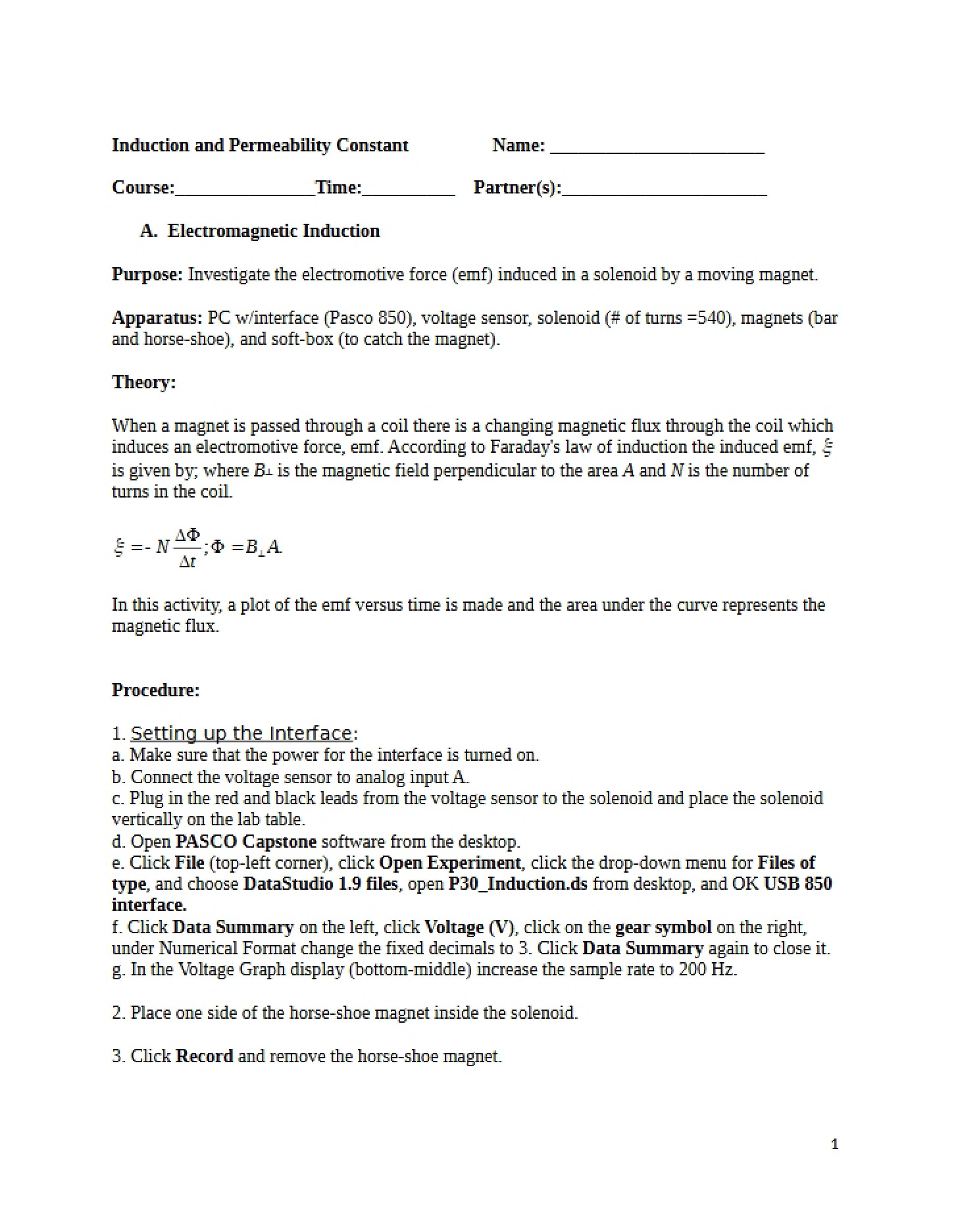 Permeability Constant alongside Induction