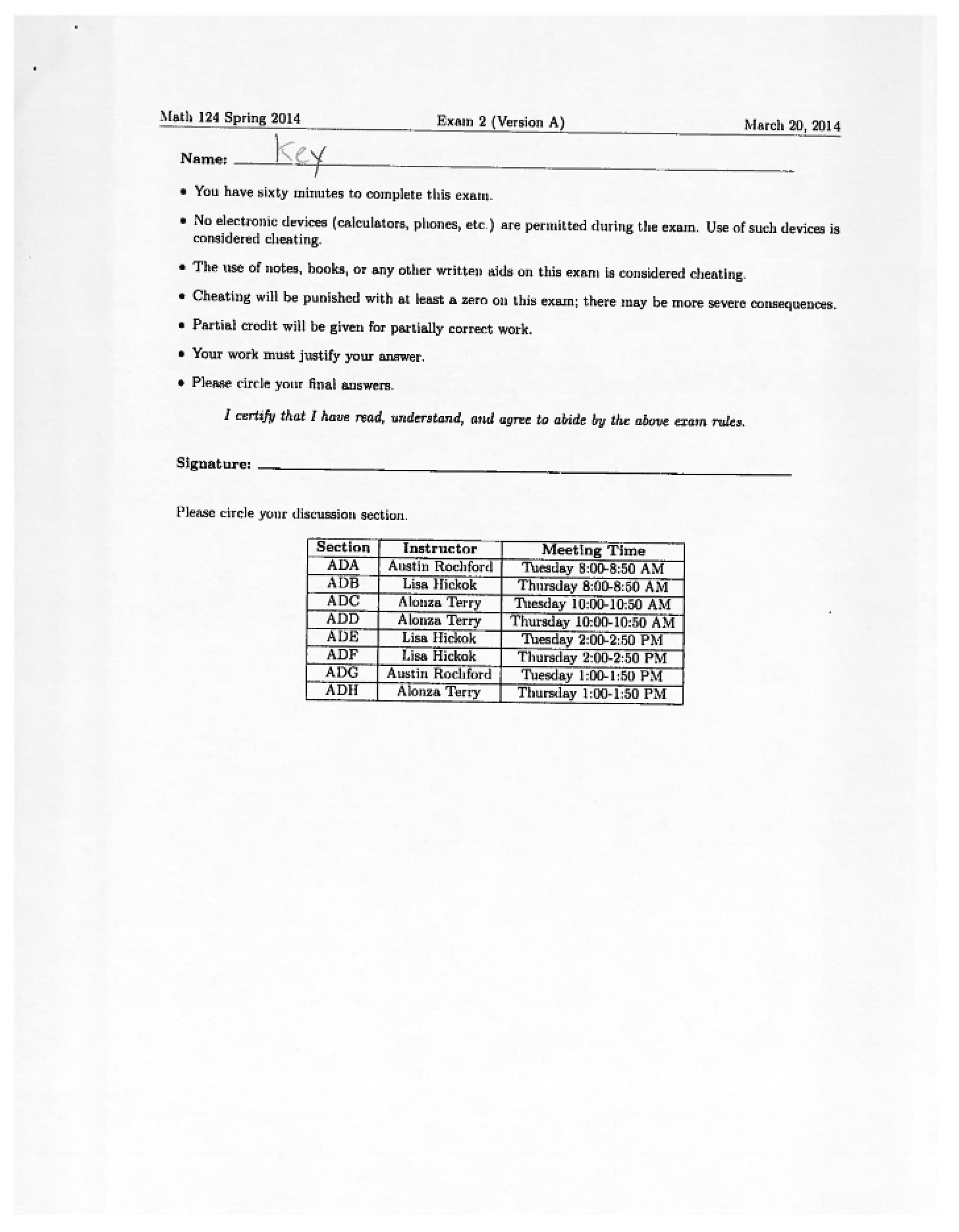 Second Examination