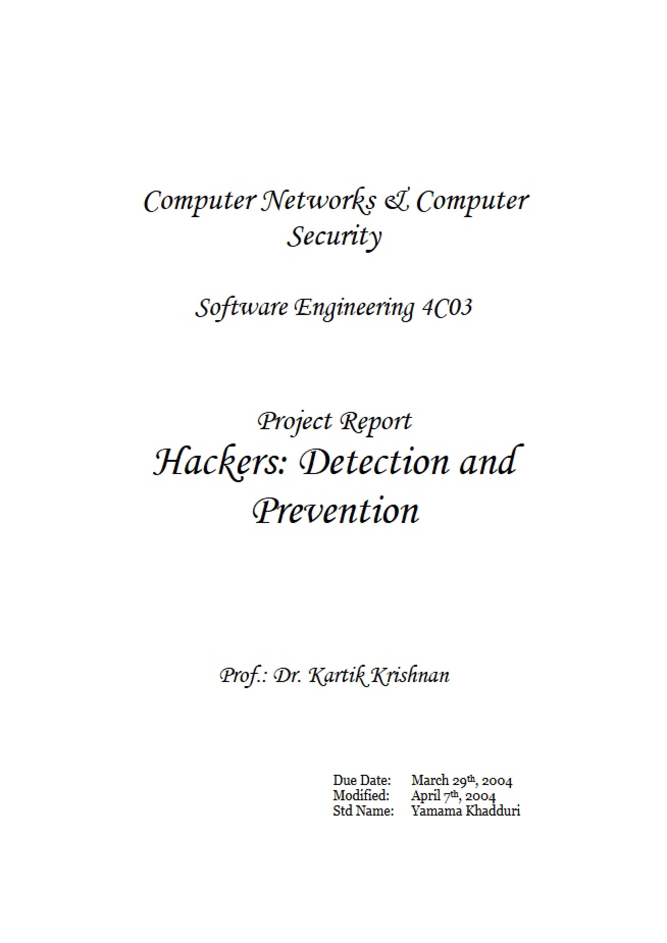 Security of Computers and Networks