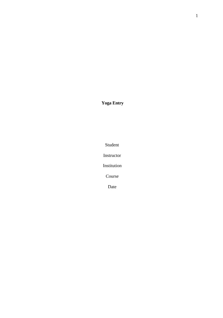 Yoga Journal Entry
