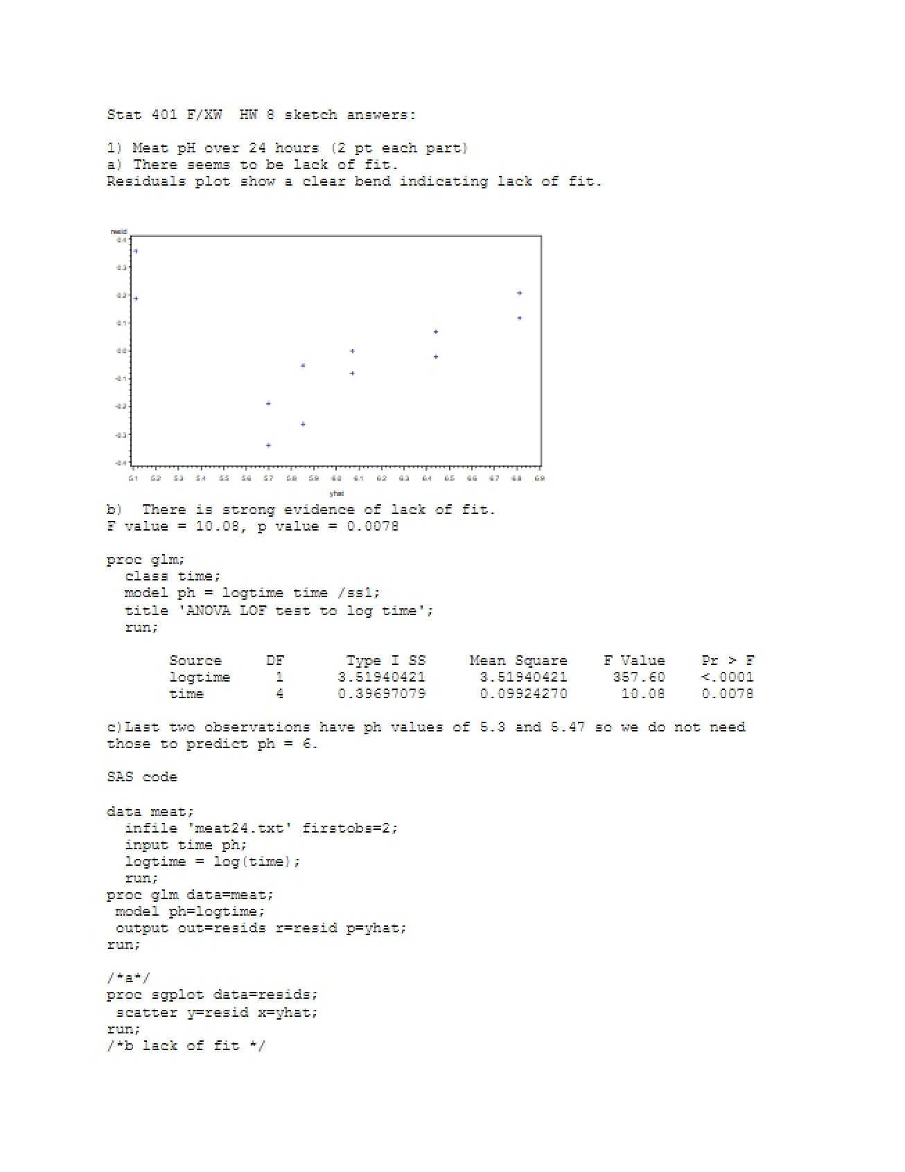 Answer Key for the Eighth Homework in Statistical Methods