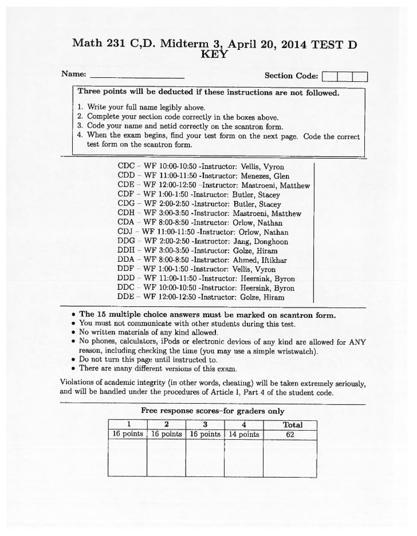 Exam Form 3D
