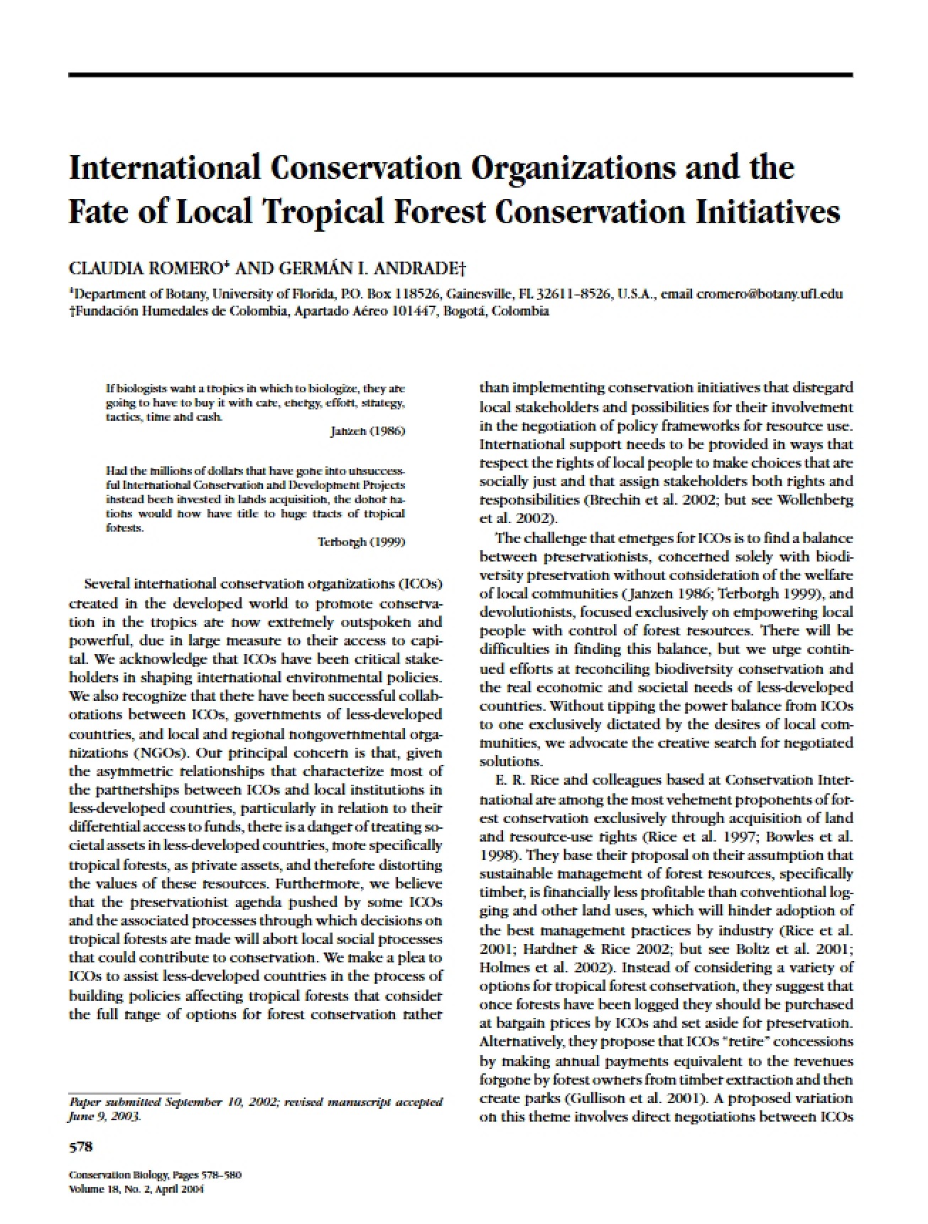 Conservation Organizations (International)