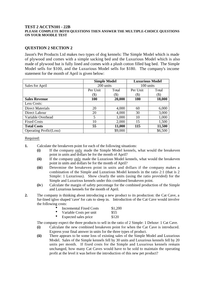 Test 2 for ACCTN 101 (22B)