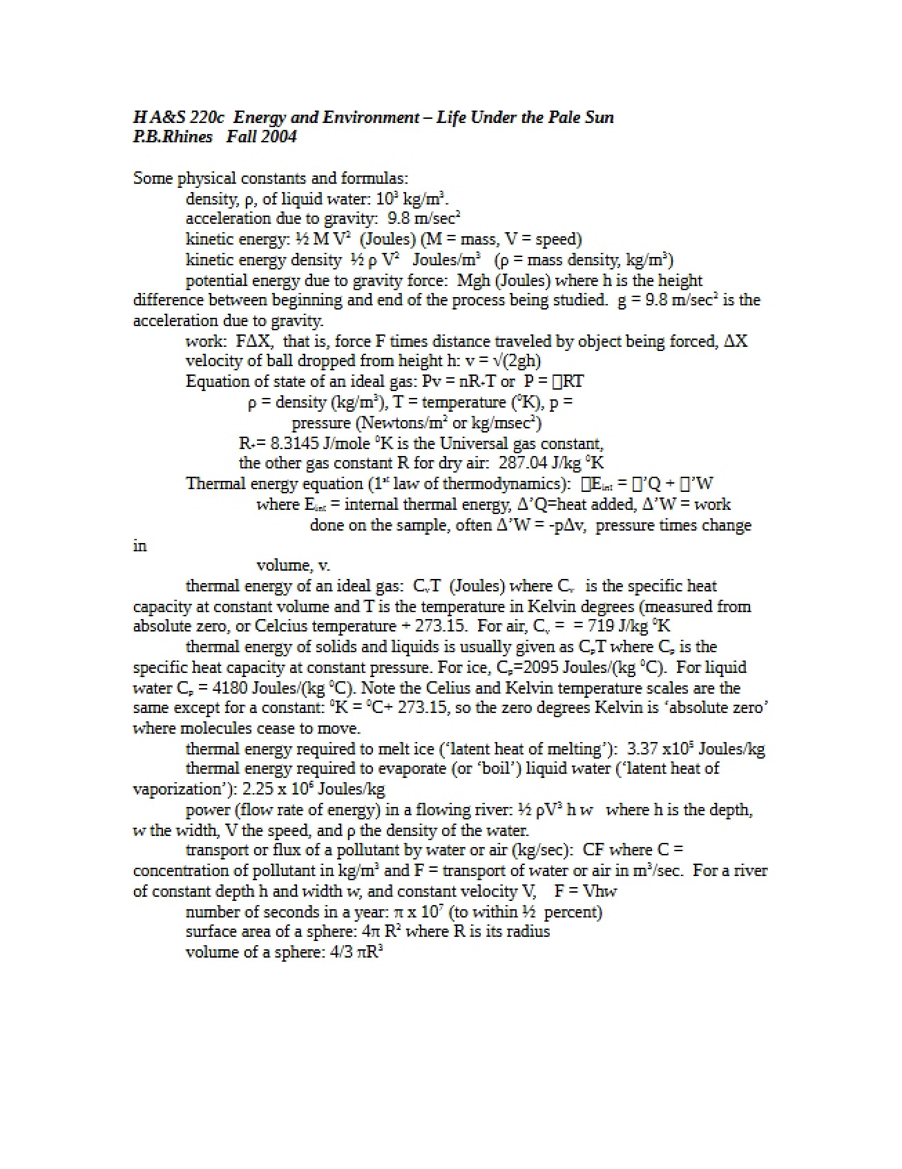 Student Study Notes
