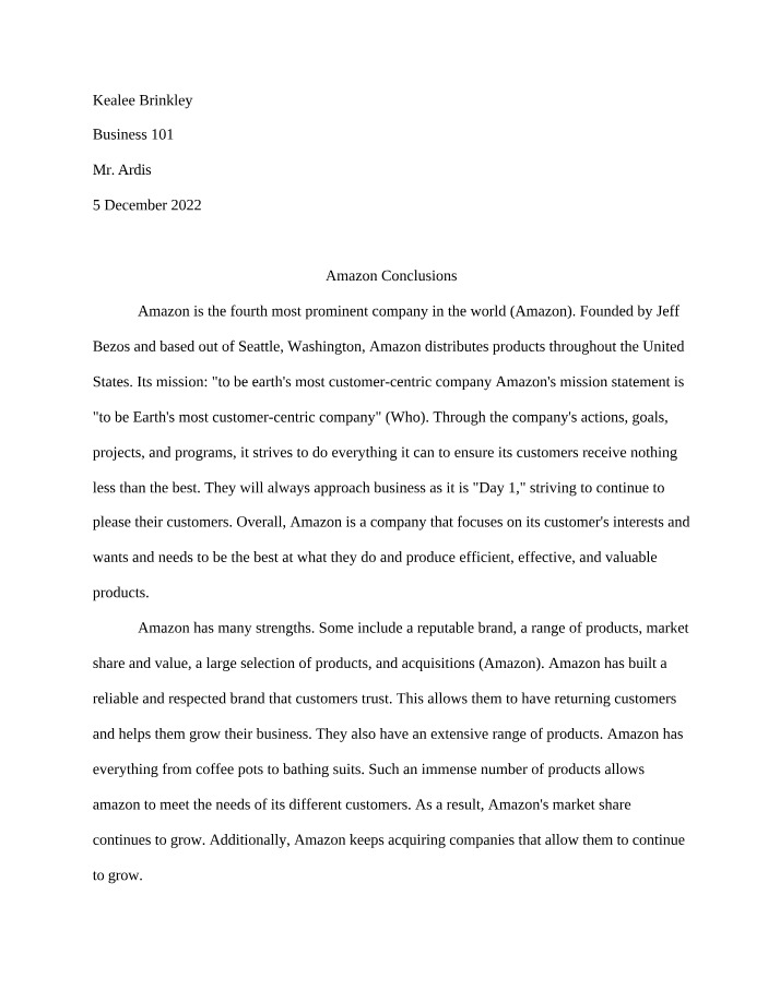Conclusions on Amazon