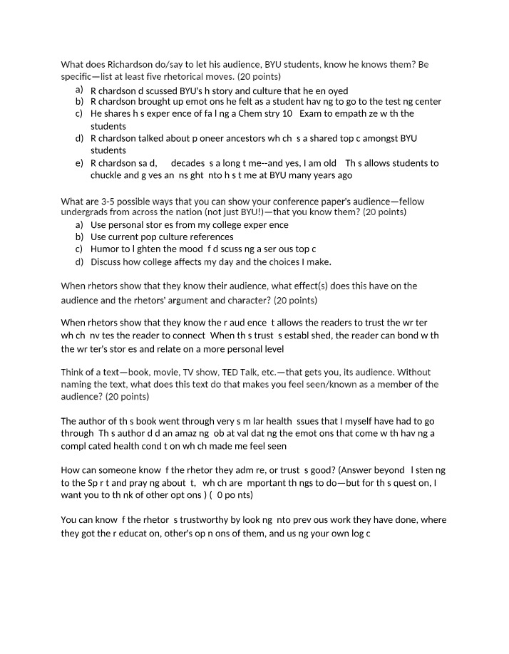 5 Rhetorical Moves - How Richardson Connects with BYU Students