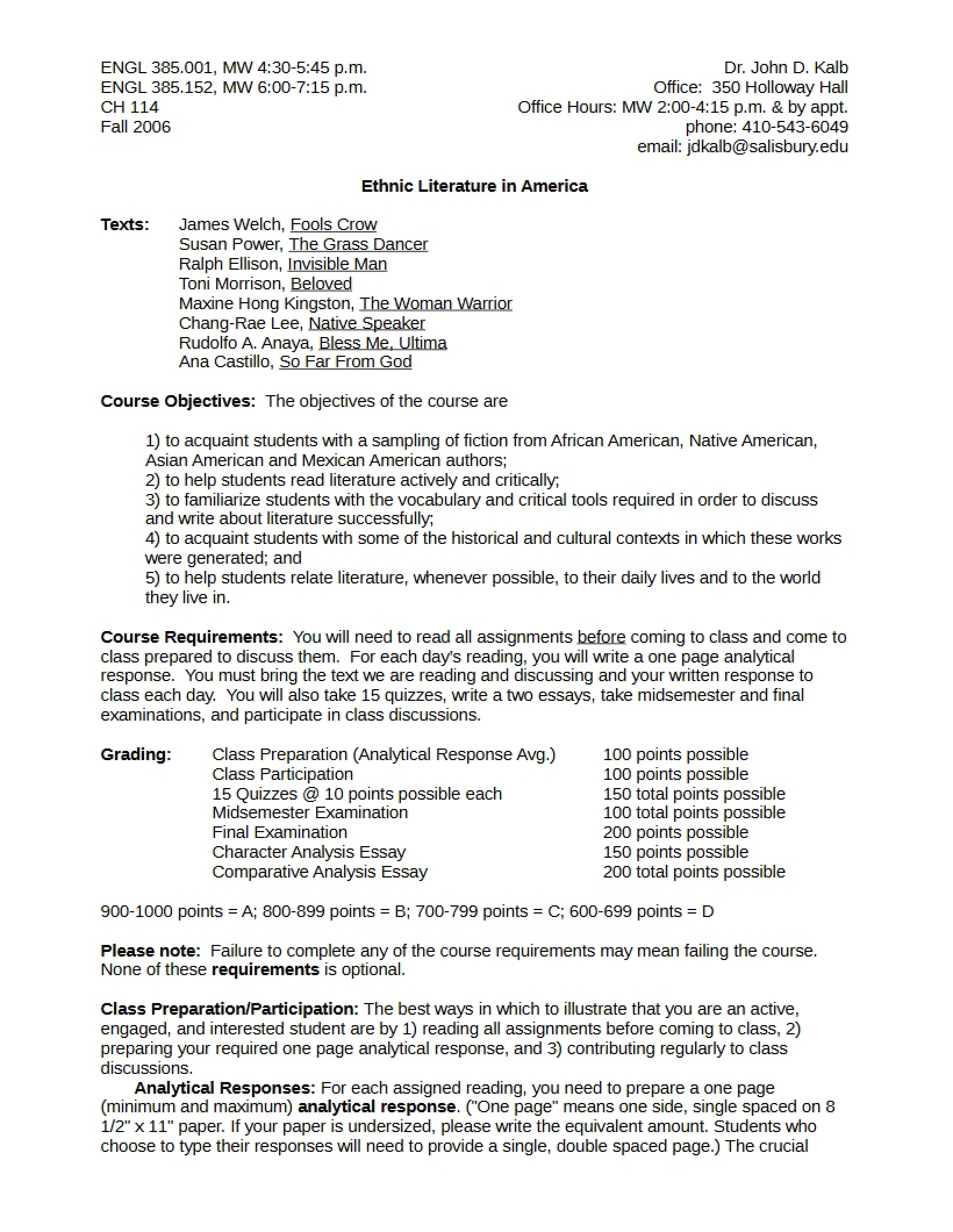 Syllabus US Ethnic Literature