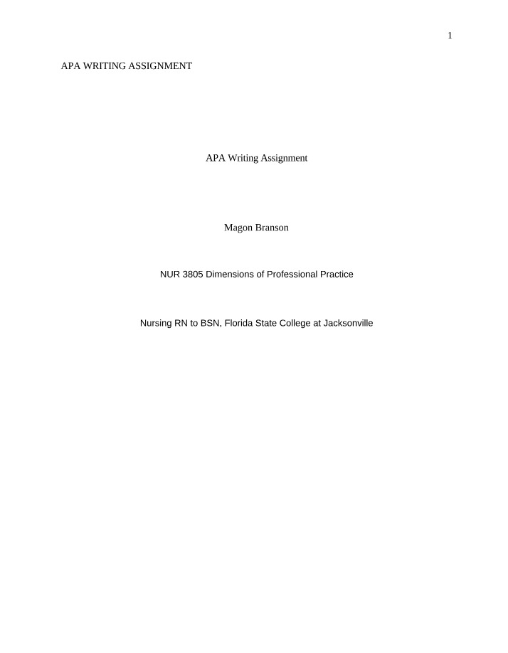 Writing Assignment on APA