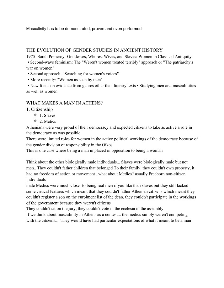 Evolution of Gender Studies in Ancient History