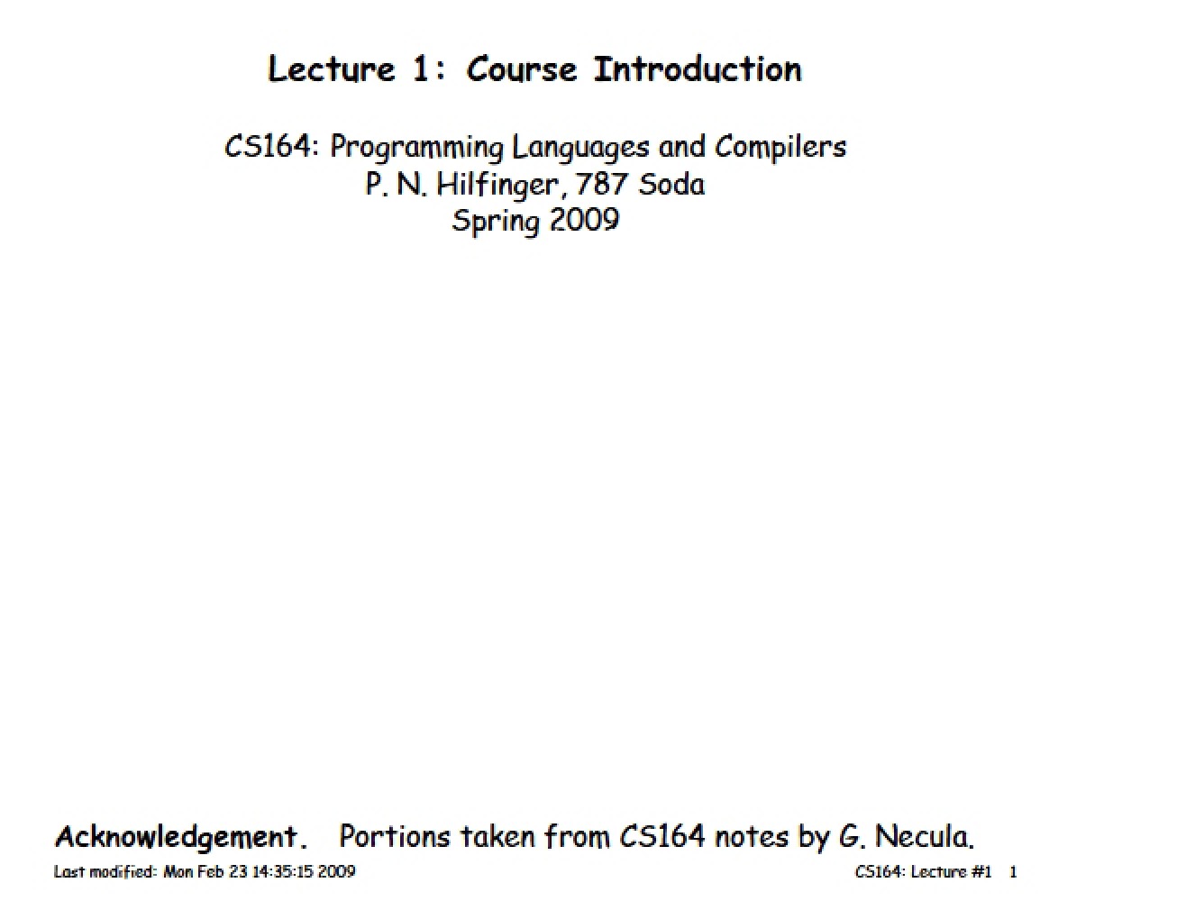 Notes from Compilers Lecture