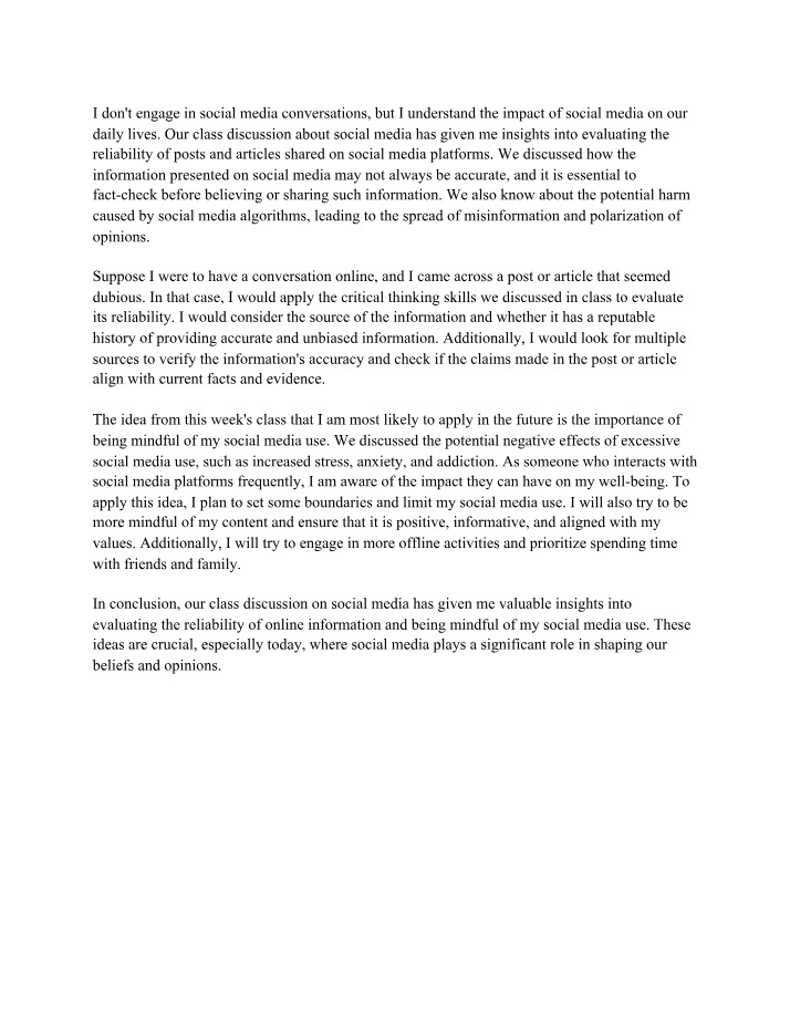Evaluating Reliability and Social Media Use - Insights