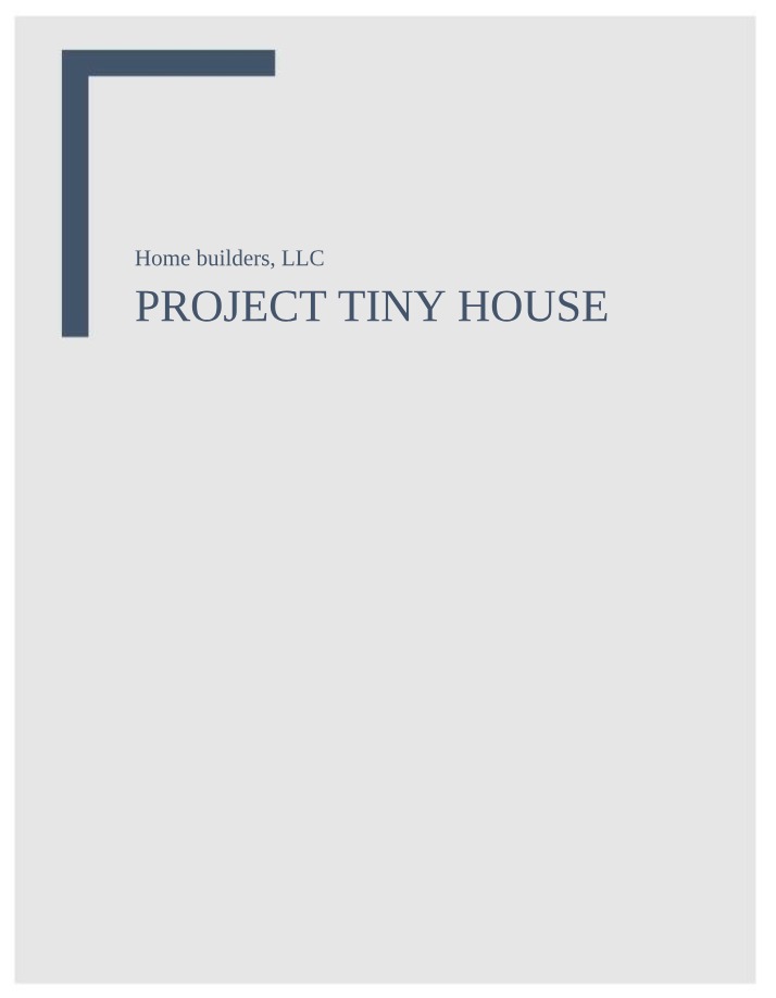 Tiny House Project Plan