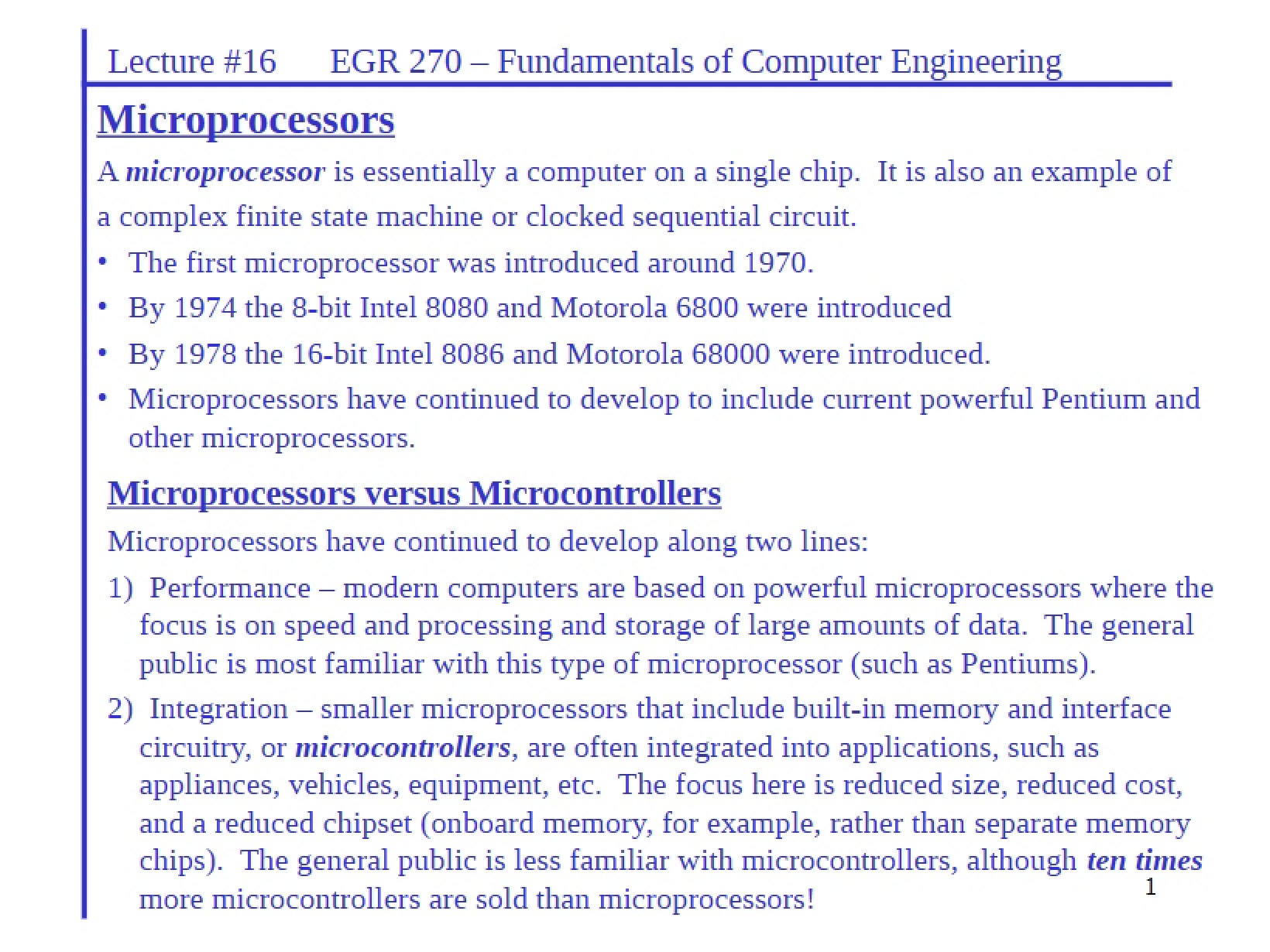 Overview of Microprocessors