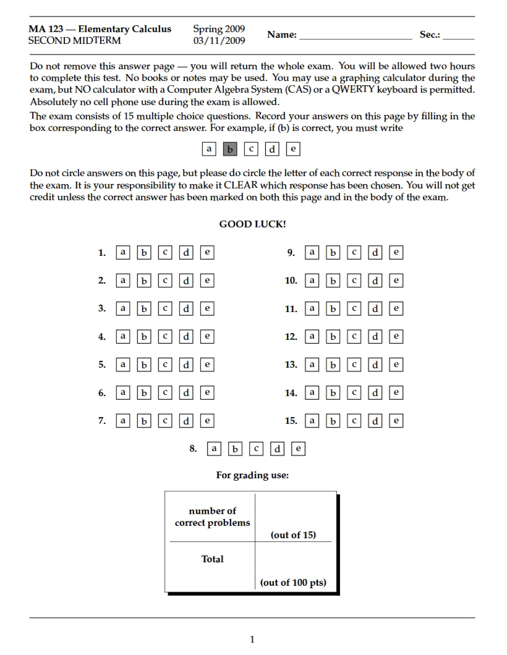 Second Midterm MA 123