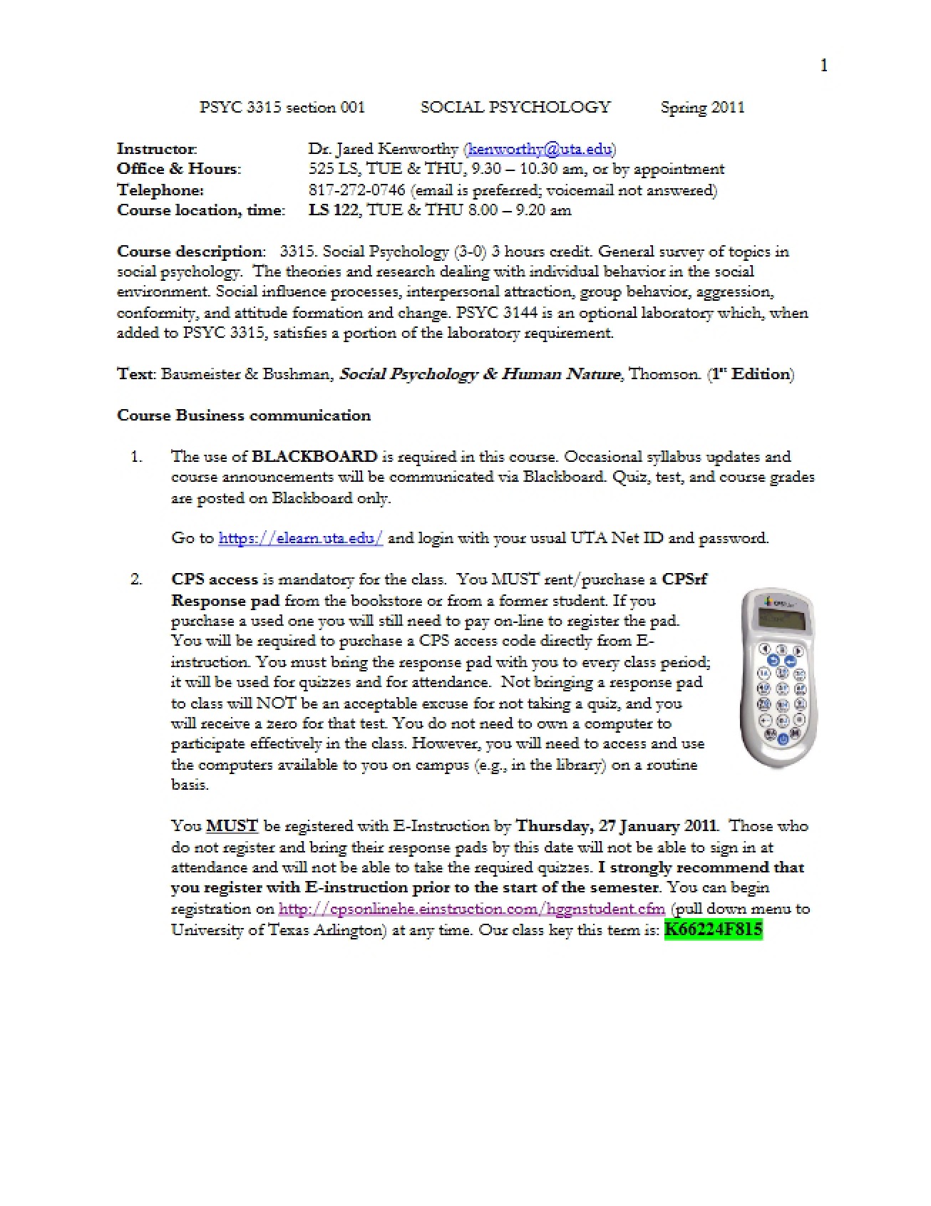 Social Psychology Course Outline