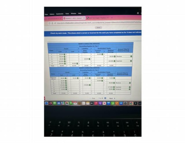 Year 1 and Year 2 Accounting Equation Exercises