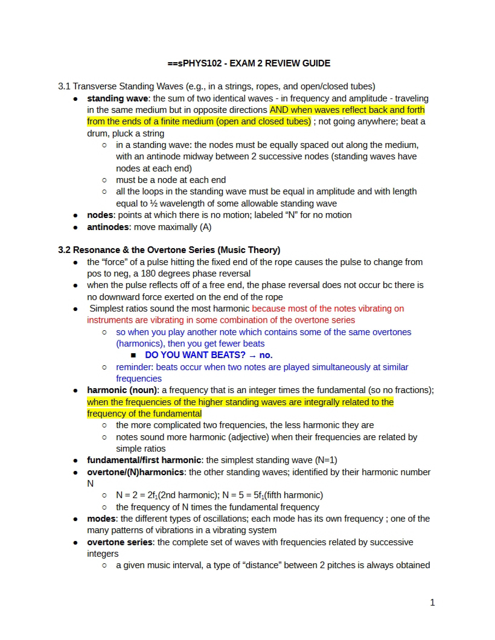 Review Guide for Exam Two