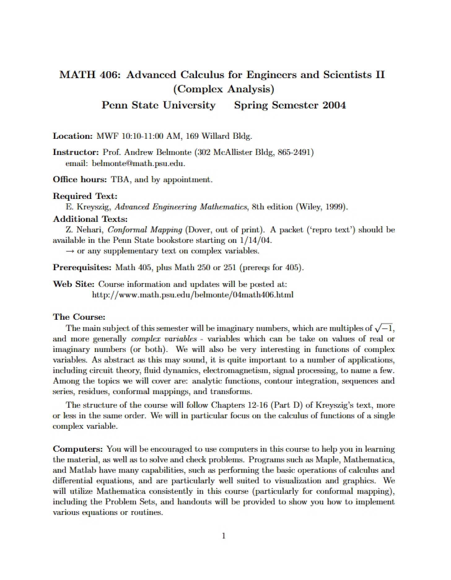 Applied Advanced Calculus II