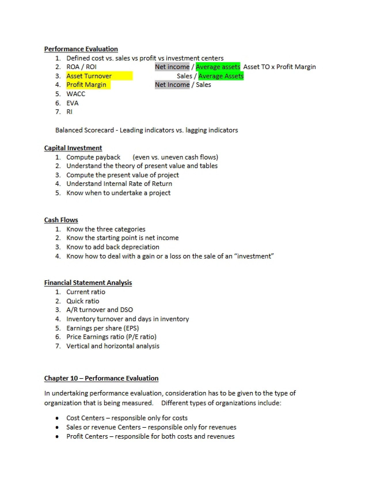 Evaluation of Performance