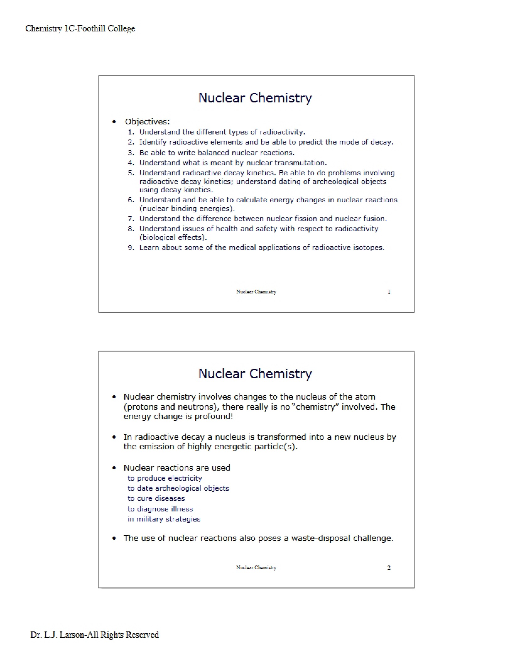 Chemistry of the Nucleus