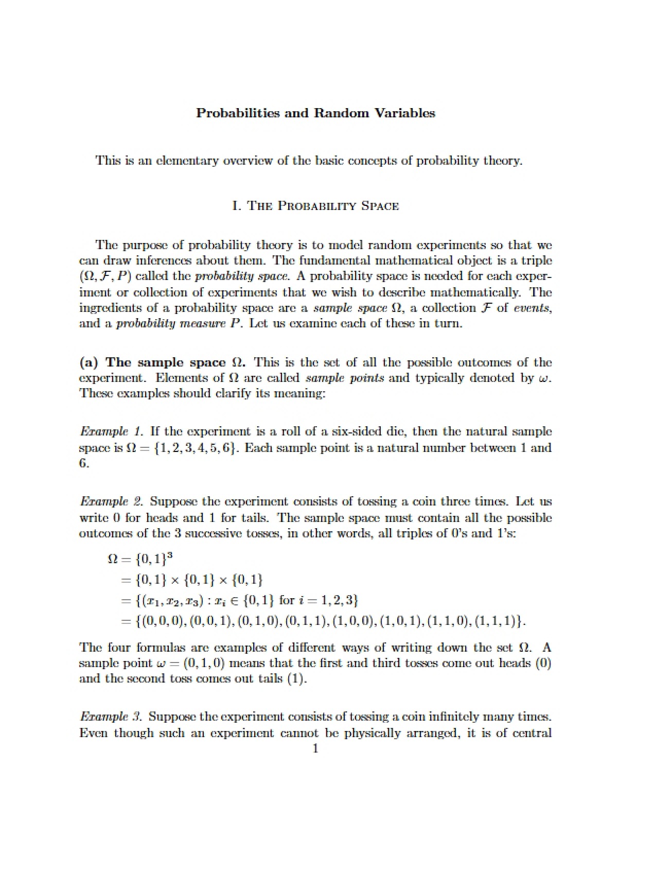 Random Variables and Probabilities