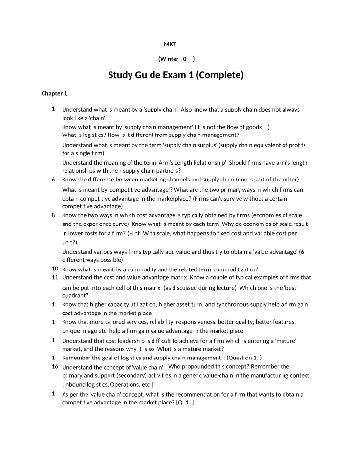 Exam 1 Study Guide - Winter 2023