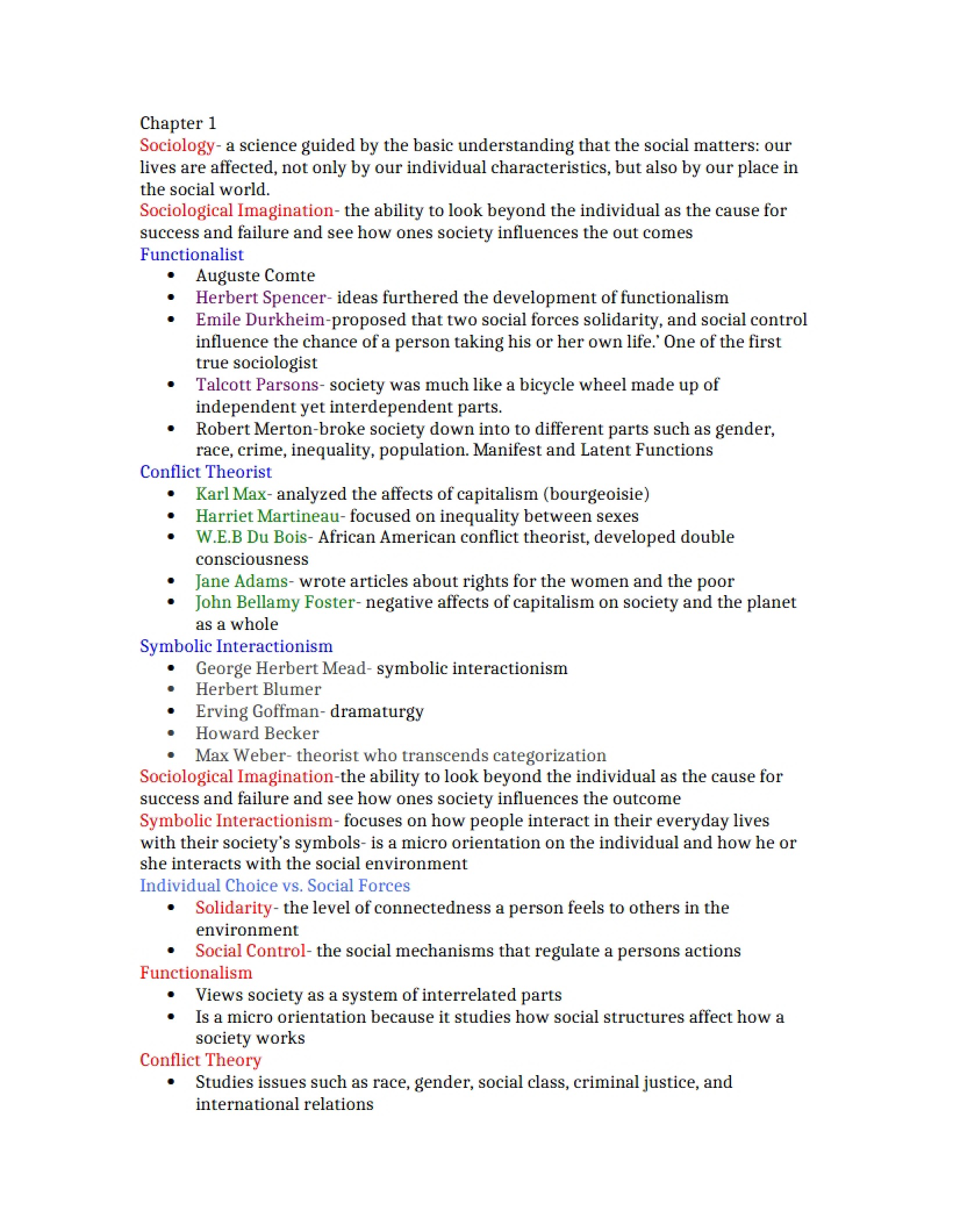 Sociology Chapter One