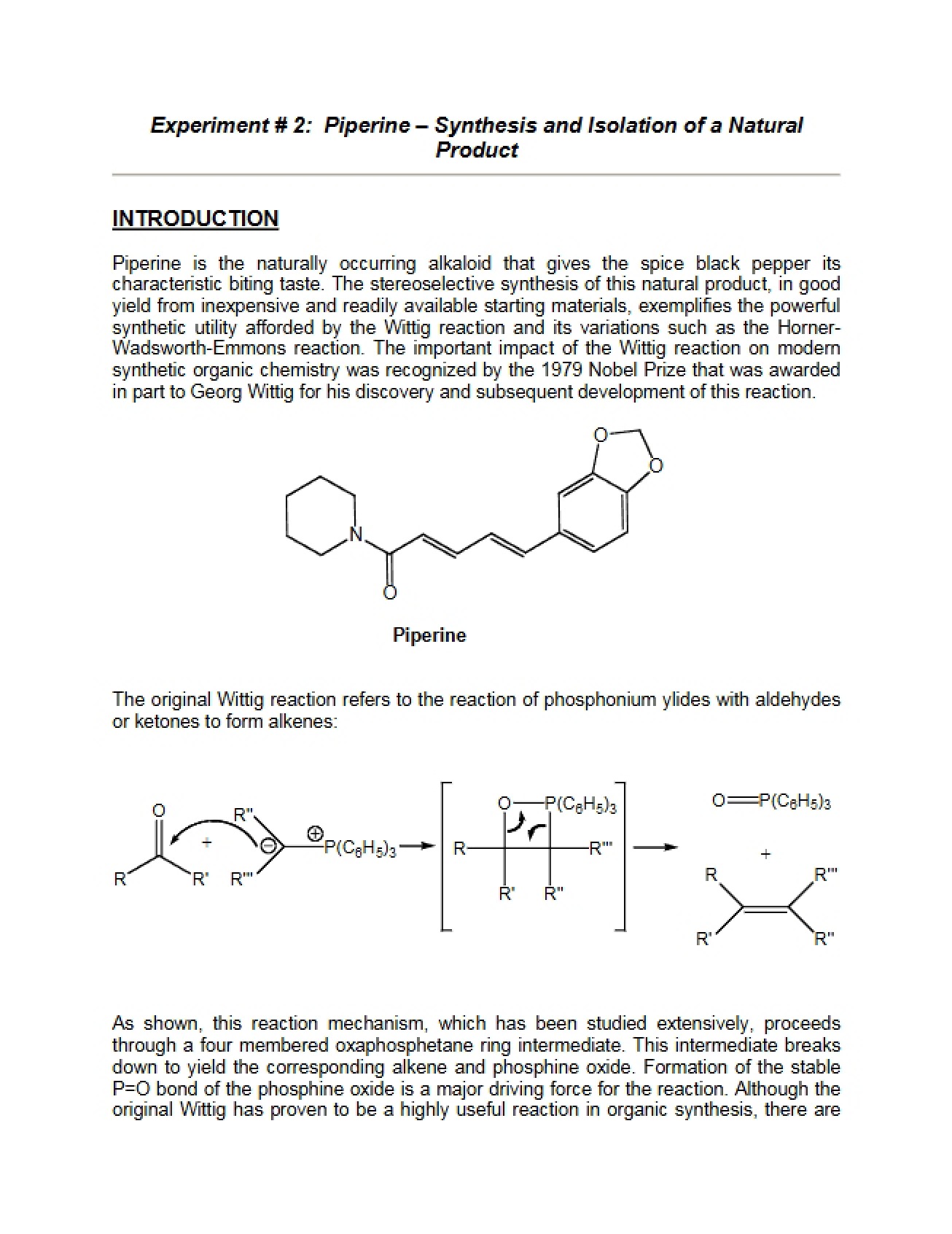 Natural Product Isolation and Synthesis Piperine