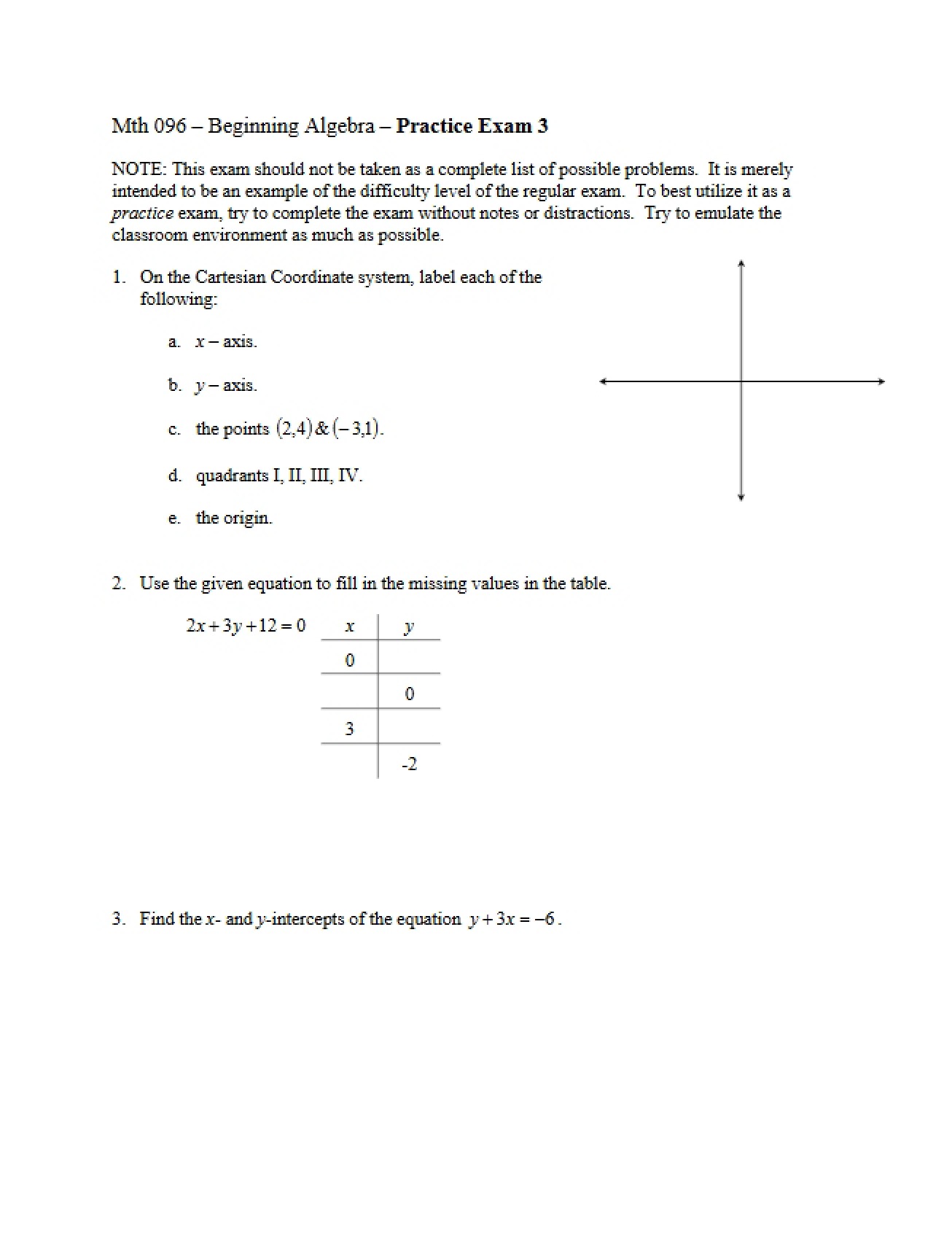 Third Practice Examination